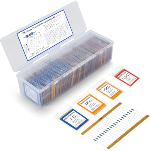 156 Values 3120 Pcs 1/4W Resistor Kit, ±1% Metal Film Resistors 1Ω-1MΩ - style: 1/4 Watt 156 values