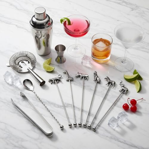 Homestia 6 Pcs 7.5'' Metal Stir Sticks, Cocktail Stirrers, w/Animal Decor - color: Animal Series