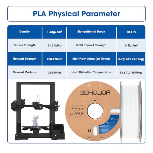 3DHoJor PLA Filament 1.75mm,3D Printing Filament,1kg*2 Cardboard Spool, Fit Most FDM 3D Printer,Dimensional Accuracy +/- 0.03 mm,Vacuum Packaging-2Pack Cold White - color: 2pack Cold White