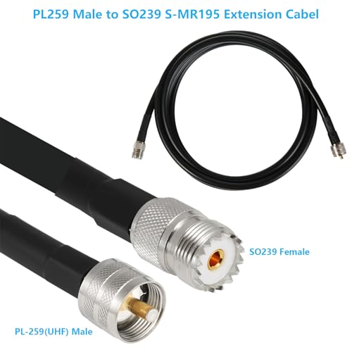 WIZACE 2ft PL-259 UHF CB Coax Cable -2PCS, KMR195 PL-259 UHF Male to Female Low Loss CB Radio Cable for HAM Radio, Antenna Analyzer, Dummy Load, SWR Meter - size: 2 ft