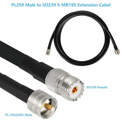 WIZACE 2ft PL-259 UHF CB Coax Cable -2PCS, KMR195 PL-259 UHF Male to Female Low Loss CB Radio Cable for HAM Radio, Antenna Analyzer, Dummy Load, SWR Meter - size: 2 ft