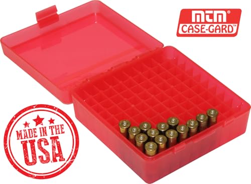 MTM 100 Round Flip-Top Ammo Box 38/357 Cal (Clear Red) - color: Clear Red