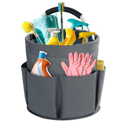 Cleaning Caddy with Handle, Cleaning Supplies Organizer Collapsible Bucket - color: Dark Grey