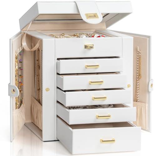 AKOZLIN 6-Tier Jewelry Box Organizer 5 Drawers Storage White Regular - color: White, size: Regular