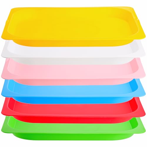 Elsjoy 6 Pack 15" x 12" Plastic Activity Trays, Large Art and Craft Organizer Trays, Stackable Serving Tray for Sorting, Beads, DIY Projects - size: Large