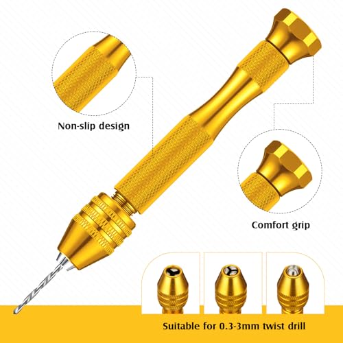 Mudder 36 Pcs Pin Vise Hand with Micro Drill Bits Set, Gold - color: Gold