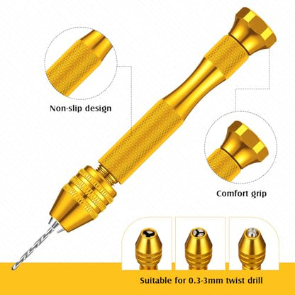Mudder 36 Pcs Pin Vise Hand with Micro Drill Bits Set, Gold - color: Gold