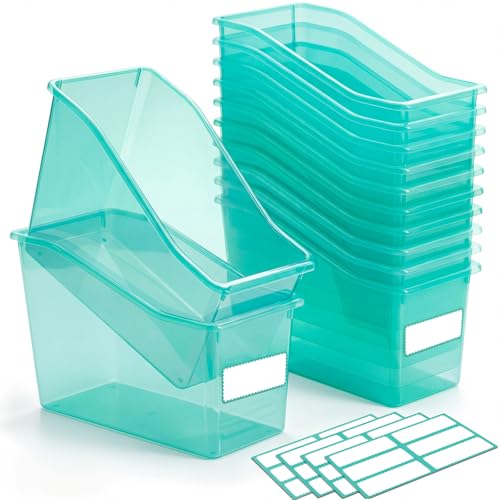 Geetery Plastic Book Bins for Classroom, 24 Pcs, Blue-Green - color: Blue-green