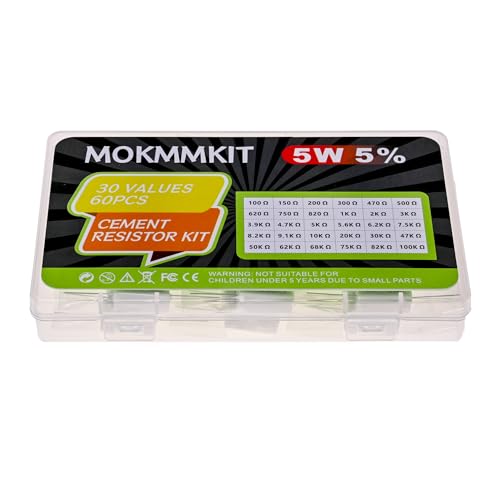 30 Values 5W Ceramic Cement Resistor Kit 100 ohm-100K ohm - size: 100Ω-100K Ω 60 PCS