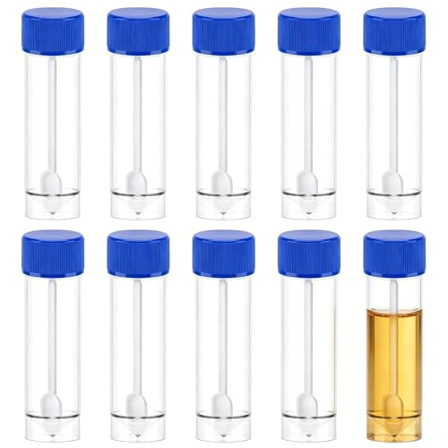 10PCS Specimen Container, Plastic Sample Cup with Spoon and Screw Lid
