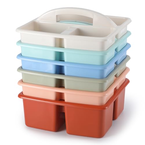 Lineshading 6 Pack 3 Compartment Classroom Table Caddy with Handle Boho