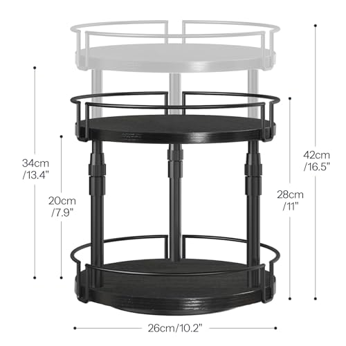 HOOBRO Lazy Susan Organizer Spice Rack, 2-Tier Height Adjustable Rotating Lazy Turntable Spice Organizer, for Kitchen Countertop and Cabinet, Black BB05TL01 - color: Black