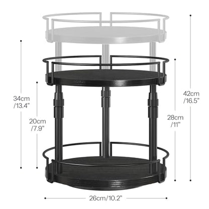 HOOBRO Lazy Susan Organizer Spice Rack, 2-Tier Height Adjustable Rotating Lazy Turntable Spice Organizer, for Kitchen Countertop and Cabinet, Black BB05TL01 - color: Black