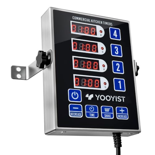 Commercial 4 Channel Digital Kitchen Timer Loud Alarm Cook Timer - color: Black