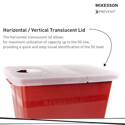 McKesson Prevent Sharps Container, Red, 8 gal, 3 x 4 x 13 in, 3 x 4 x 14 in