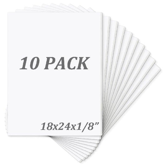 Mat Board Center Pack of 10 Acid-Free Foam Board White 18x24 in 1/8" Thick - color: White, size: 18x24