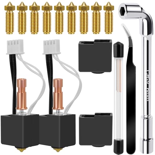 37 PCS Kobra S1 Hotend Kit, Hotend Assembled Extruder Printhead Kit with 9 Brass Nozzle 0.2/0.4/0.6mm, 20 Cleaning Needles, 2 Silicone Cover, Wrench and Tweezers, for Anycubic Kobra S1/Kobra S1 Combo - color: 37 PCS