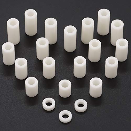 Keadic 150 Pieces Nylon Round Spacer Standoffs Assortment Kit, OD 11mm and ID 6.2mm, Length 3mm 4mm 5mm 8mm 10mm 12mm 15mm 18mm 20mm 25mm for M6 Screws