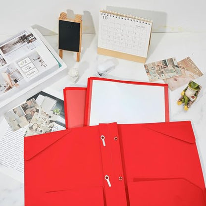 Henoyso 36 Pcs Plastic Folder with Clear Front Pocket, Red - color: Red