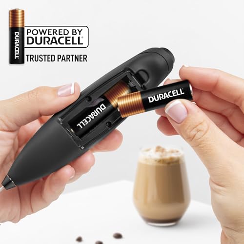 Zulay Kitchen Powerful Milk Frother Wand With Duracell Batteries - Ultra Fast Handheld Drink Mixer - Electric Whisk Foam Maker for Coffee, Lattes, Cappuccino & Matcha - Triple Whisk - Midnight Elite - color: 03 - Executive Black, size: Triple Whisk + Batt