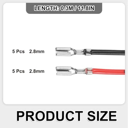 MECCANIXITY 10Pcs Double Head Female Spade Crimp Terminal w 30cm Wire 2.8mm - size: 2.8mm