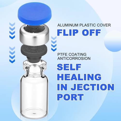 50 Pcs 2ml Sterile Vials Empty Vials for Injection, Blue Lid - color: Blue Lid