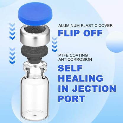 50 Pcs 2ml Sterile Vials Empty Vials for Injection, Blue Lid - color: Blue Lid