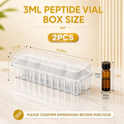 Vial Holder for Fridge, Space-Saving Stackable Peptide & Insulin Storage Case for 1-3ml Vials, for Fridge Diabetic Storage Organizer Fit (24-Slot 2Pcs) - size: 24-Slot 2Pcs
