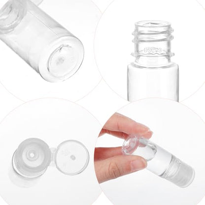 12 PCS Travel Size Empty Sample Containers with Flip Cap, 15ml/0.5oz Clear Plastic Mini Travel Bottles Make up Sample Containers Tiny Bottles for Emollient Water Shampoo Shower Gel Lotion