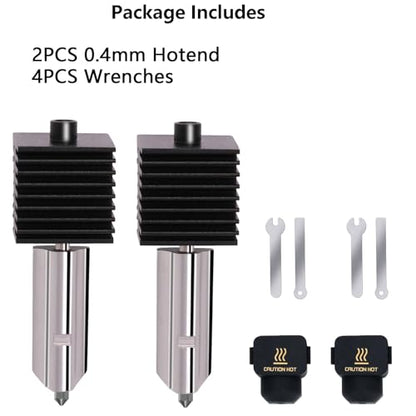 2PCS A1 Mini, A2L Upgrade Hotend Kit, 3D Printer Print Head Hot End Heating Block Kit with 0.4mm Hardened Steel Nozzle and Silicone Socks for Bambu Lab A1/A1 Mini/A2L - size: 0.4mm, style: 2 Pack