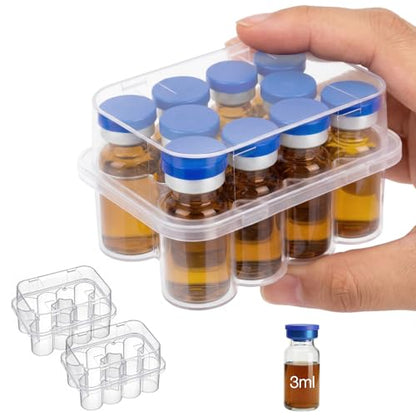 SUNMON 10 Slot Peptide Case for Fridge, 3ml Vial Storage Case for Refrigerator, 3ml Insulin Vial Holder for Diabetic Care (2 Pcs) - size: 3ml-10 Slot 2 Pcs