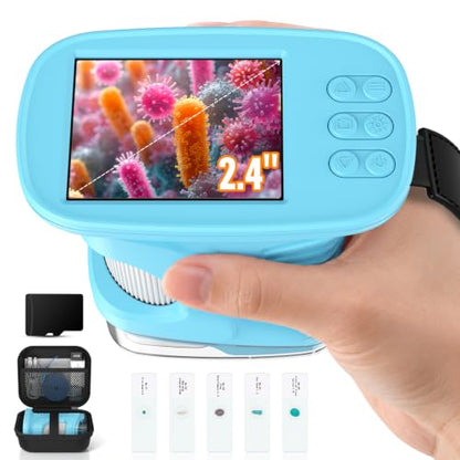 USCAMEL Handheld Digital Microscope for Kids: 2.4" IPS Screen STEM Toys - color: Blue