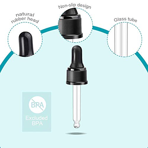 YGDZ Droppers for Essential Oils 15 Pack 15ml (1/2 Ounce) Glass Eye Dropper Tops - Fit for DoTerra Young Living 15ml Essential Oil Bottles - size: 15 Count (Pack of 1)