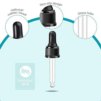 YGDZ Droppers for Essential Oils 15 Pack 15ml (1/2 Ounce) Glass Eye Dropper Tops - Fit for DoTerra Young Living 15ml Essential Oil Bottles - size: 15 Count (Pack of 1)