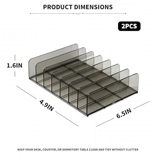 Acrylic Mail Organizer - 2 Pcs CD Holder With 7 Compartments,7x5 x1.57IN - color: Grey