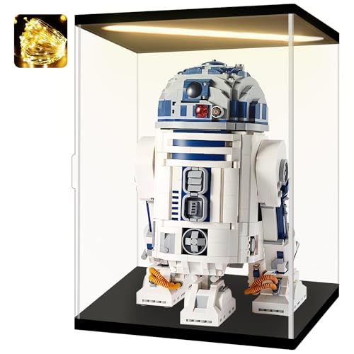 Acrylic Display Case for Collectibles Clear Acrylic Boxes for Display Minifigures Trophy Lighted Building Lego 75308 Model Display Case Organizer Box(Black-Solid Yellow; 9.8*7.9*13.8 inch) - color: Black-solid Yellow, size: 9.8*7.9*13.8 inch