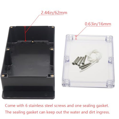 Junction Box IP65 Waterproof ABS Plastic Electrical Project Case Power Junction Boxes, Clear Cover Project Box with Fixed Ear 9.06x5.90x3.43 inch (230 x 150 x87 mm) - color: Clear, size: 9.06"x5.90"x3.43"