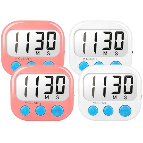 Digital Timer for Kids Classroom Timers for Teachers 4 Pack Pink White - color: Pink White