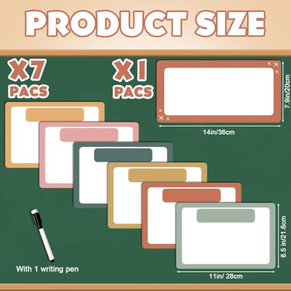 7 Pack Magnetic Write & Wipe Paper Organization Chart, Retro Blank Dry Erase Objectives Labels Learning Magnets with 1 Black Pen & 30x20cm Back Card - style: Retro