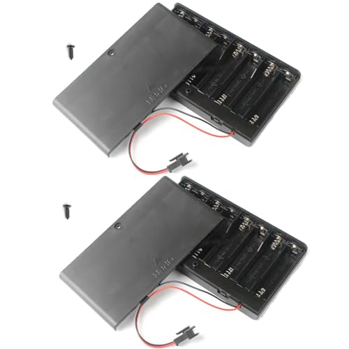 2Pack 8 x AA 12V Battery Holder Case Box Wired ON/Off Switch with Cover SM Terminal Plug
