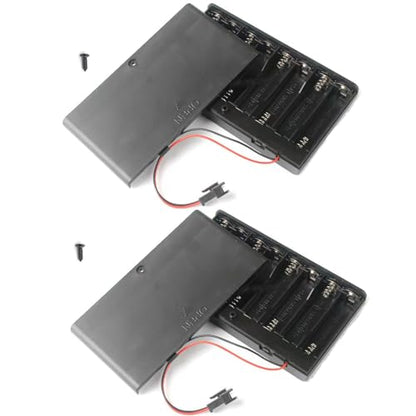 2Pack 8 x AA 12V Battery Holder Case Box Wired ON/Off Switch with Cover SM Terminal Plug