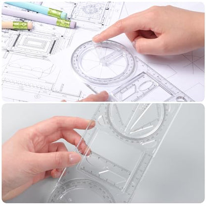 2 Pack 360 Degree Protractor, 6 Inch Multifunctional Drawing Ruler, Upgrade - style: Upgrade