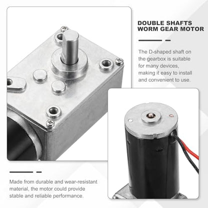 MECCANIXITY DC12V Worm Gear Motor, 120RPM 8mm D Shaft Self-Locking High Torque Speed Reduction Gear Motor for Automotive, Home Appliances, Robotics - style: 12V 120RPM