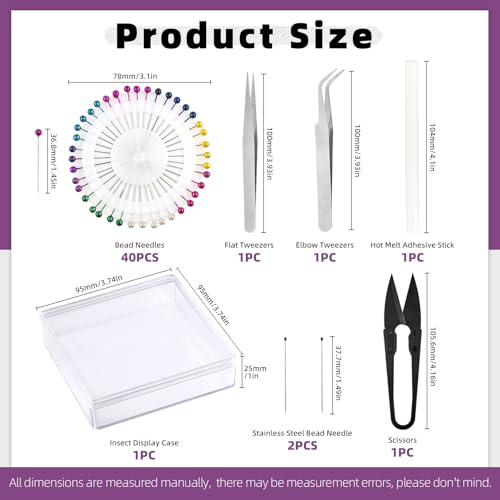 Swpeet 15Pcs Making Insect Specimen Tools Assortment Kit with Butterflies Specimen, Insect Display Case, Insect Pinning Wing Board, Scissors, Tweezer for Bug Hobbyist Biology Projects Classroom