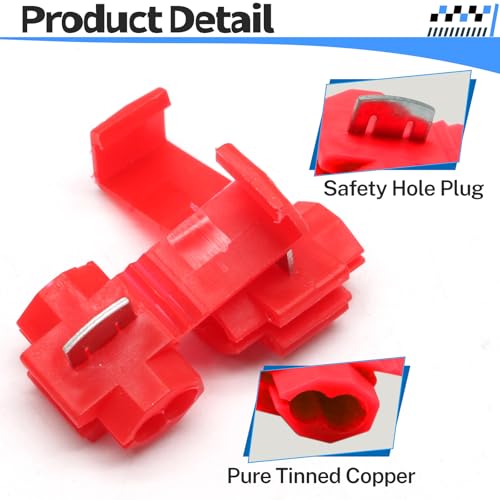 120 Pcs Red Solderless Quick Splice Snap Wire Connector - size: Red (120 Pcs)