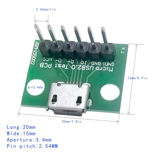 10 Pack Micro USB 2.0 Female Socket Breakout Board, 2.54mm Pitch (0.1 inch), USB Micro Breakout Board for DIY Micro-USB Power Supply/breadboard Design - size: 10 Pack