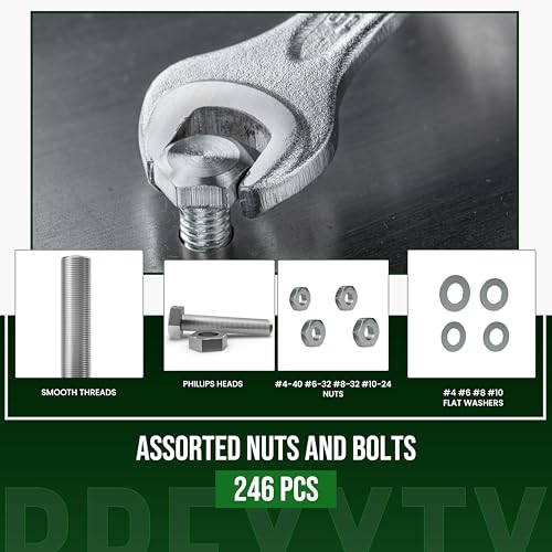 246 Hex Bolts, Nuts, Washers Assortment Kit, 304 Stainless Steel