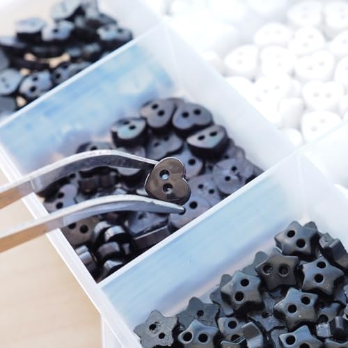 1200pcs Tiny Resin Buttons 7/32" （6mm 2 Hole Mini Resin Round Button for MiniClothing Sewing Accessories DIY Hand Sewing （4 Styles Mixed）