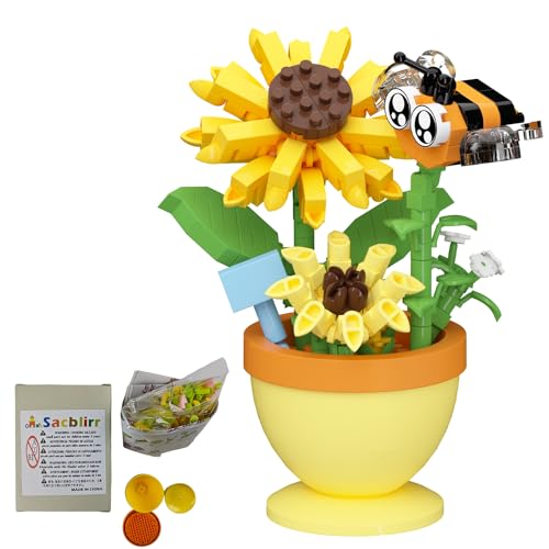 Sunflower bee Mini Flower Bonsai Building Toy Set - style: Sunflower bee
