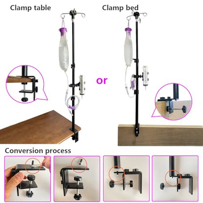 Feeding Tube Holder Stand Compatible Infinity Kangaroo Pump Rack for Gravity Syringe,Portable IV Pole for Travel,Enteral Gastrostomy Telescopic Pole,NG Tube Supplies Accessories (43 Inchs with Clamp) - size: 43 Inchs with Clamp